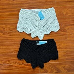 NWTs H&M White and Black Crochet Shorts Set